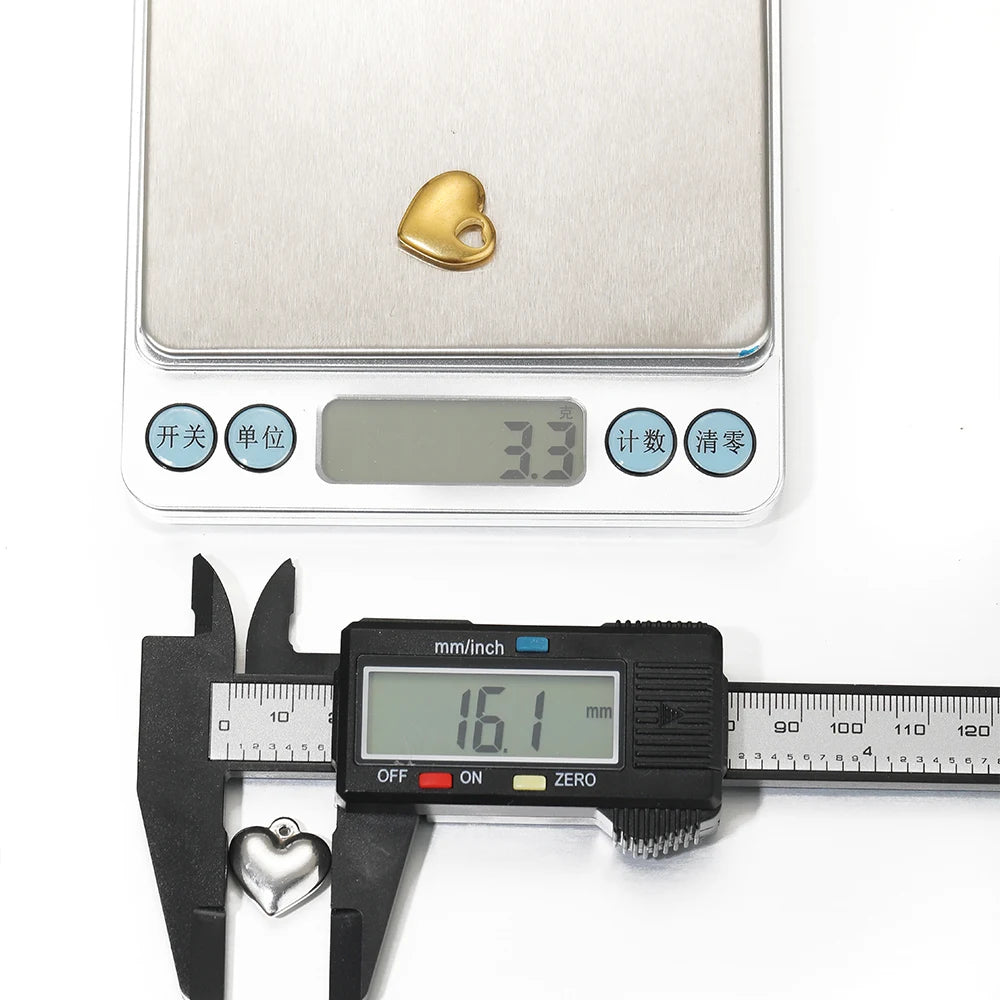 5pcs 18K Gold Stainless Steel Exquisite Heart Pendants Necklace Charms for DIY Women Jewelry Making Bracelet Earrings Findings