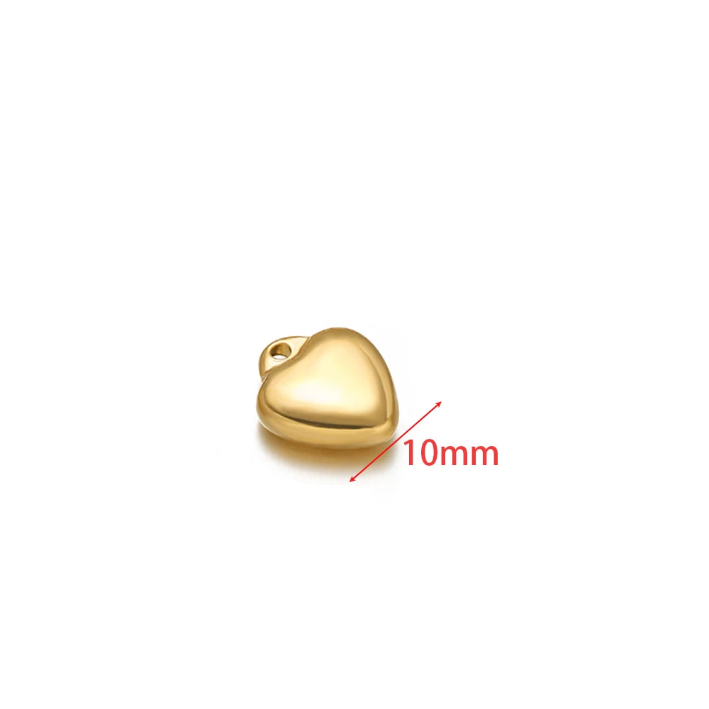 5pcs 18K Gold Stainless Steel Exquisite Heart Pendants Necklace Charms for DIY Women Jewelry Making Bracelet Earrings Findings