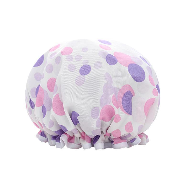Double Layer Lux Shower Cap Bath Hat Hair Care Women Sleep Waterproof Reusable