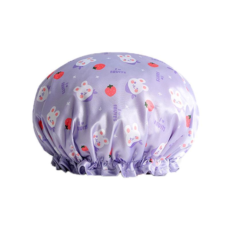 Double Layer Lux Shower Cap Bath Hat Hair Care Women Sleep Waterproof Reusable