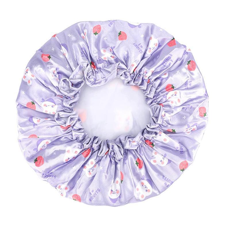 Double Layer Lux Shower Cap Bath Hat Hair Care Women Sleep Waterproof Reusable