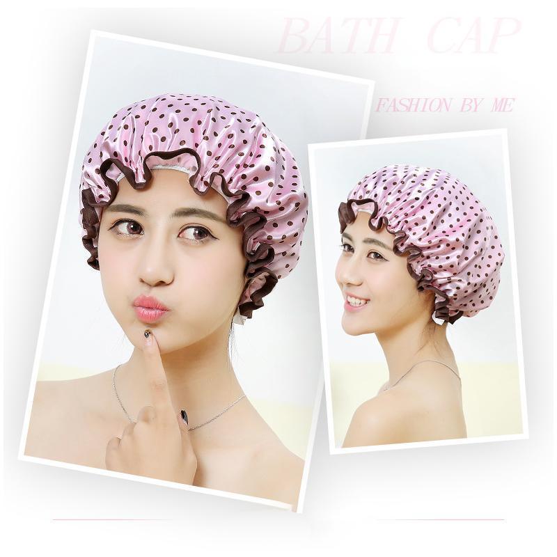 Double Layer Lux Shower Cap Bath Hat Hair Care Women Sleep Waterproof Reusable