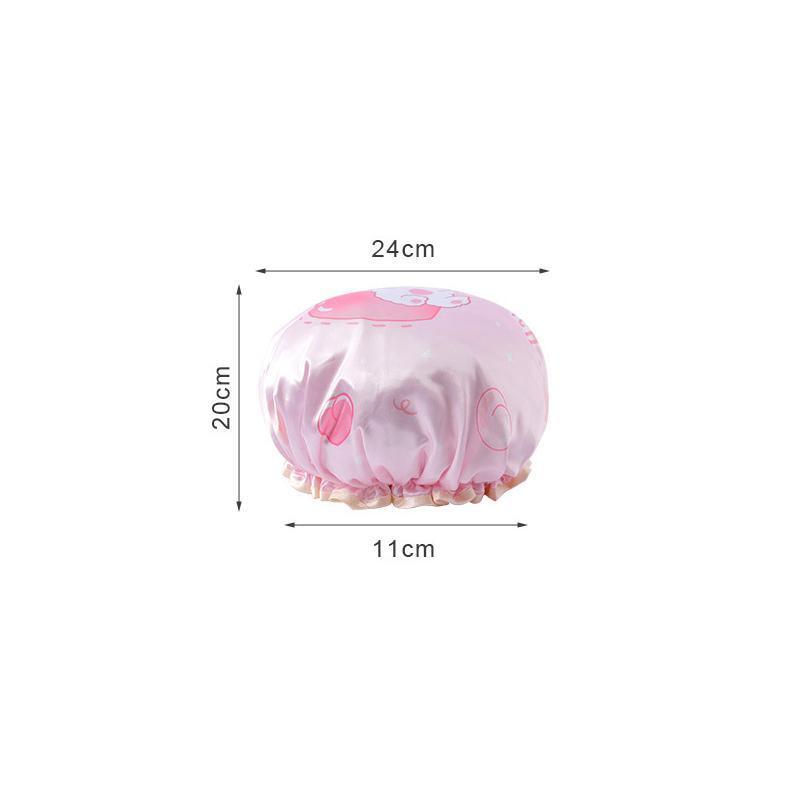 Double Layer Lux Shower Cap Bath Hat Hair Care Women Sleep Waterproof Reusable