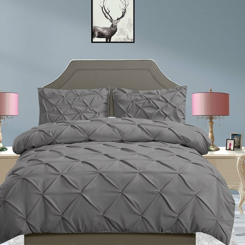 DreamZ Diamond Pintuck Duvet Cover Pillow Case Set in Full Size in